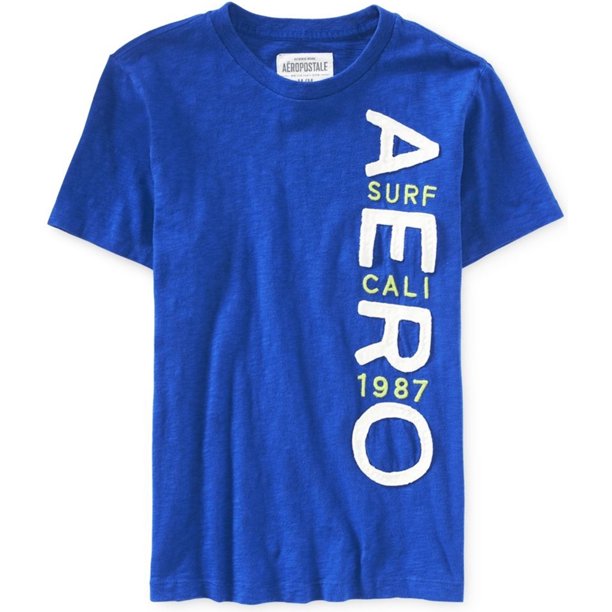 Aeropostale Surf Cali Embellecido playera para hombre, azul, XS Aeropostale Camiseta adornada