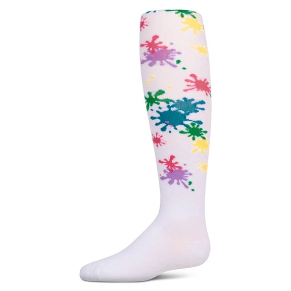 MeMoi Girls “Splatter Paint” Opaque Stretch Cotton Tights - Girls - Female, 4, White