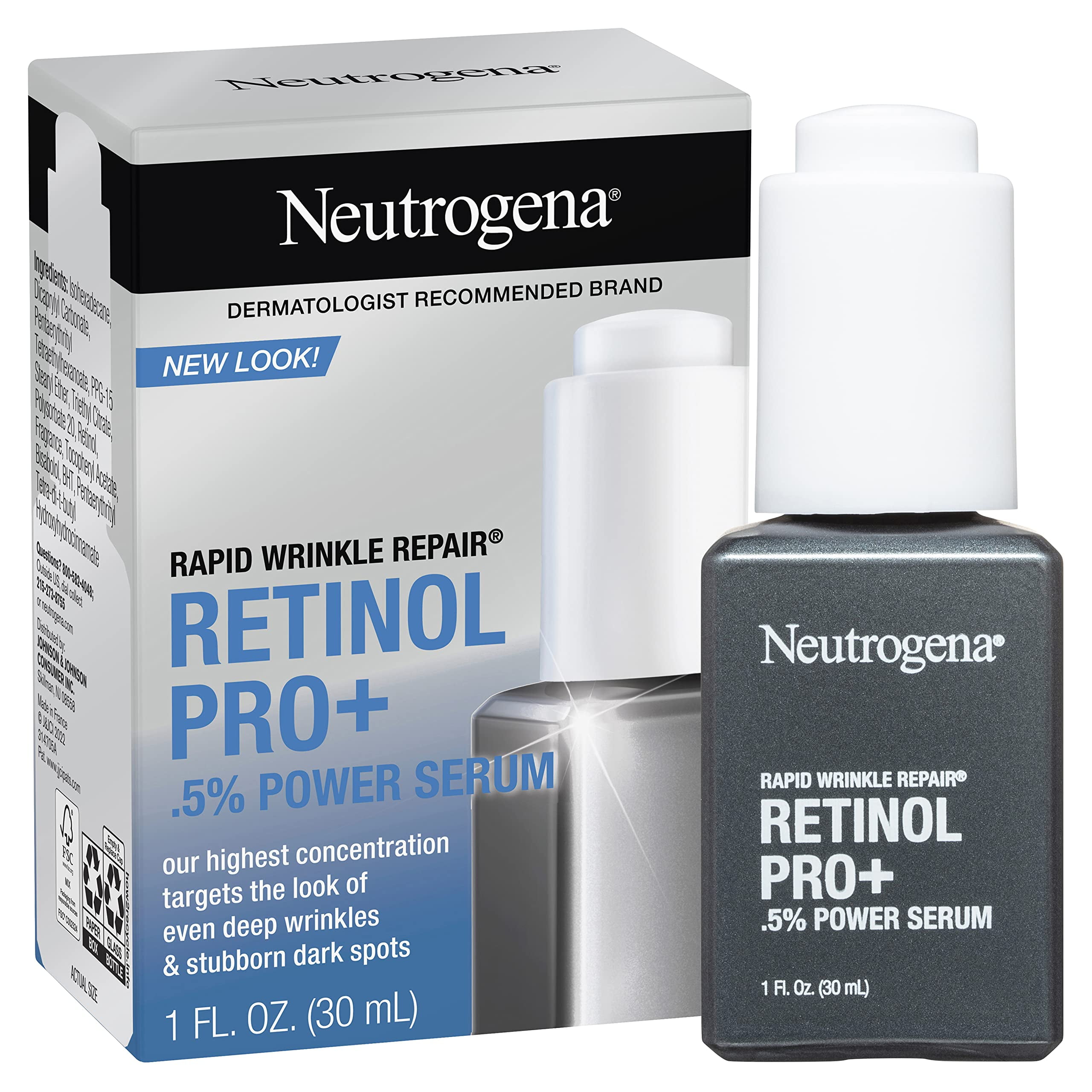 Neutrogena Rapid Wrinkle Repair Retinol Pro+ 0.5% Power Serum 1 fl oz product package