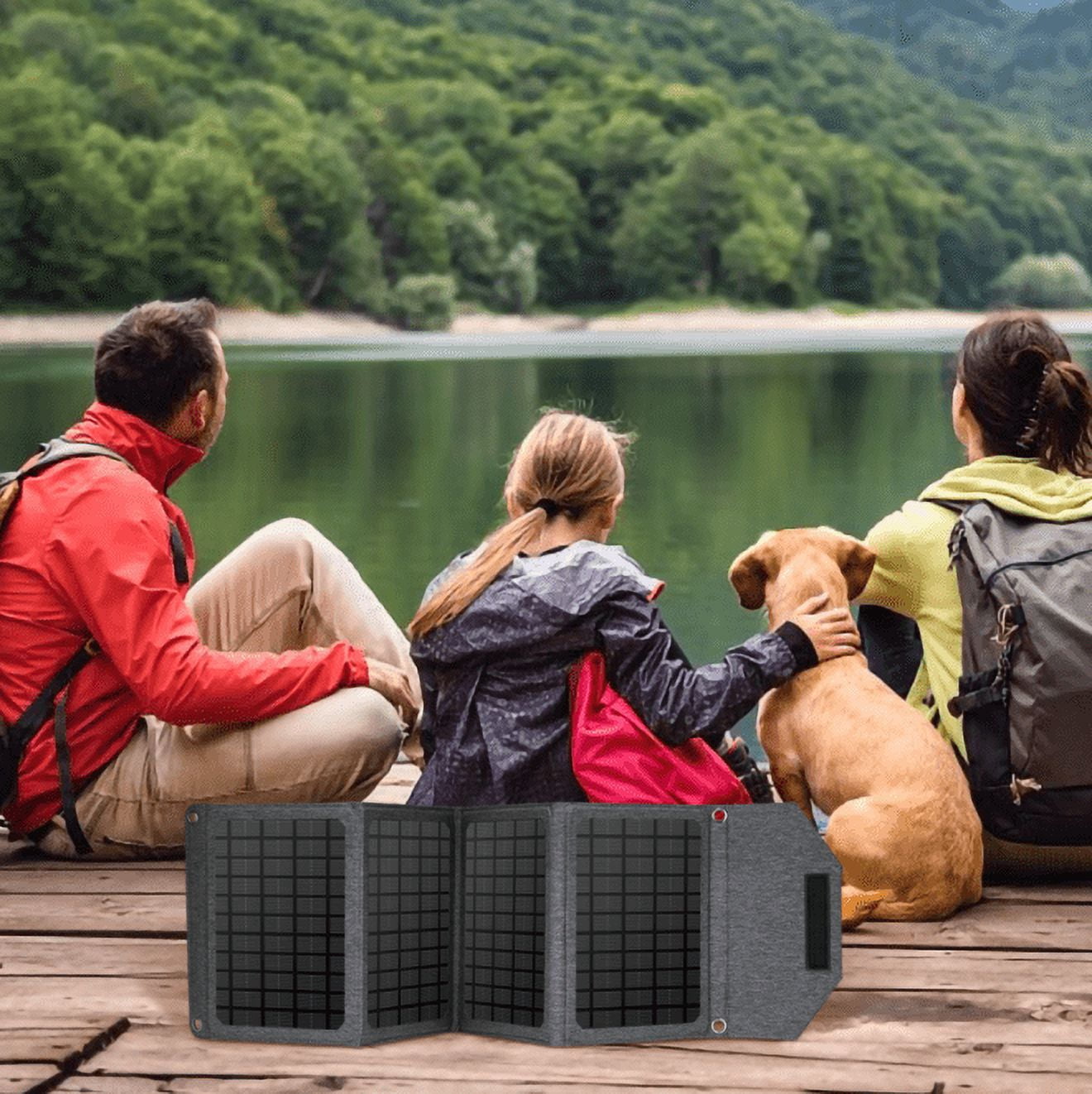 Foldable 24W Solar Panel Charger for Jackery Explorer/Flashfish/MARBERO/BALDR/Paxcess Portable Power Station Generator and USB Devices, QC3.0 USB Ports