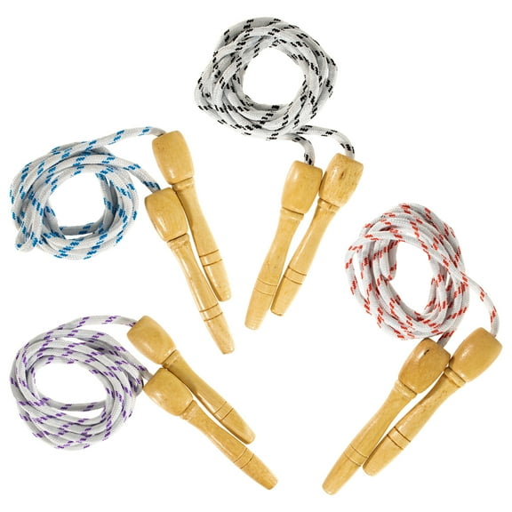West Coast Paracord Wooden Jump Rope for Kids - 4 Pack - Fitness Skipping - Back to School Playground