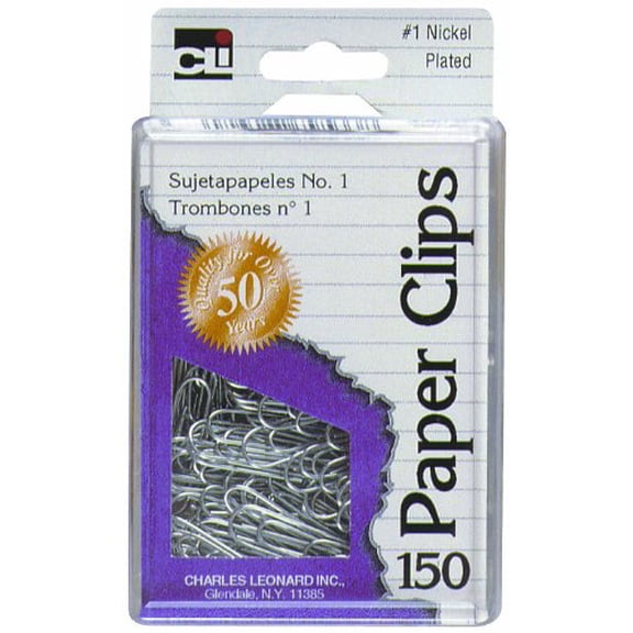 Charles Leonard Nickel Plated Paper Clips, 150 Ct