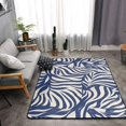 thumbnail image 3 of Flannel Floor Mat 63x48in Non-Slip Wear-Resistant Memory Sponge Point Plastic Bottom For Living Room Office Coffee Table Bed Balcony Zebra Print Style Steelblue_1, 3 of 7