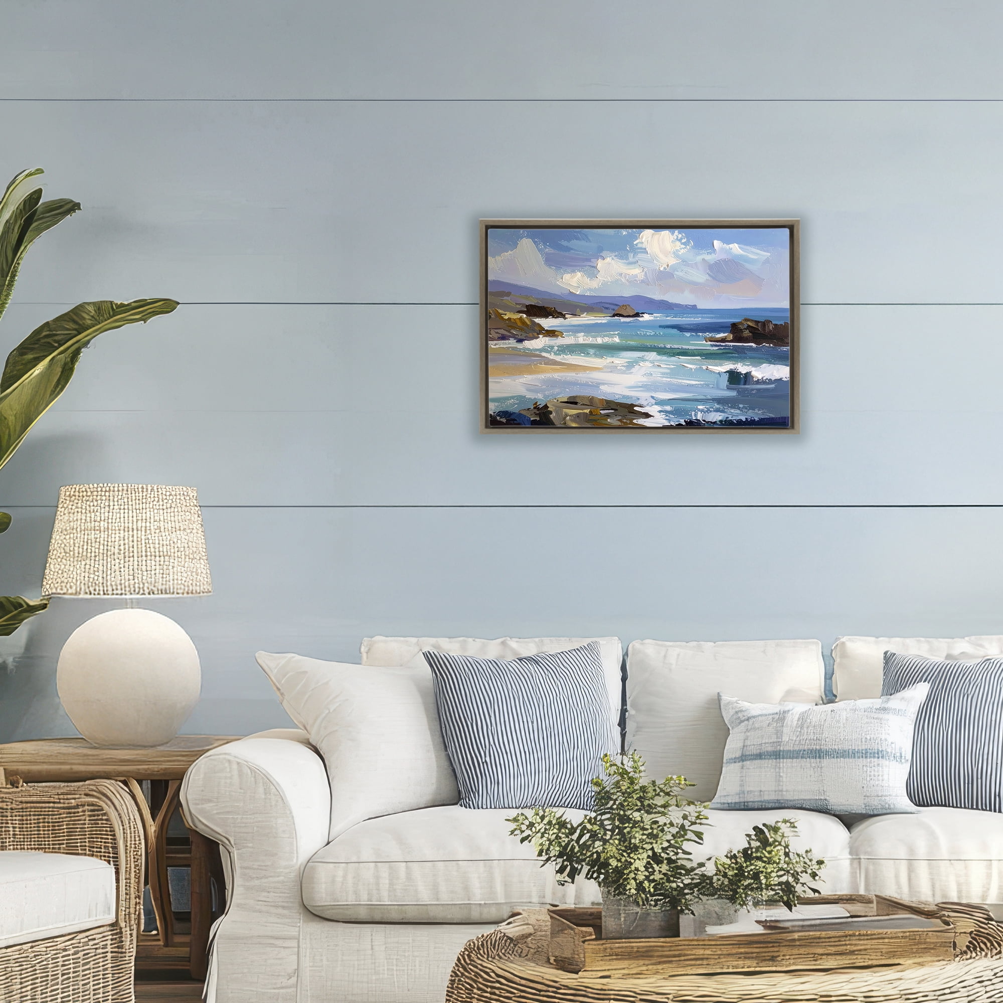 Stupell Industries From Sky To Sea Brown Framed Floater Canvas Wall Art, design by Alonza Saunders