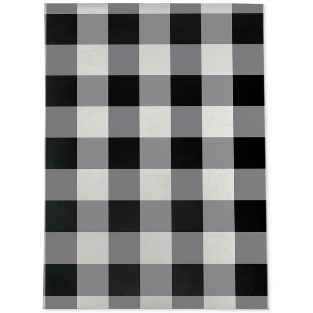 HOLIDAY BLACK AND WHITE PLAID Outdoor Rug By Kavka Designs