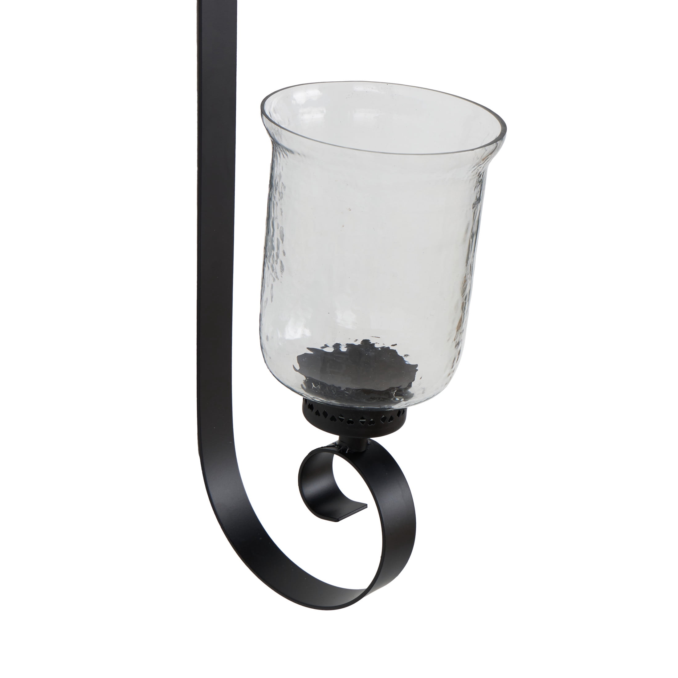 DecMode Black Metal Scroll Handmade Pillar Wall Sconce