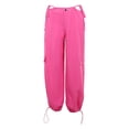 thumbnail image 5 of Hot Pink Juniors Pants Cut Out Drawstring Pockets Wide Leg High Waist Straight Vintage Baggy Trousers Overalls Pants for Women 2023 Size M, 5 of 6