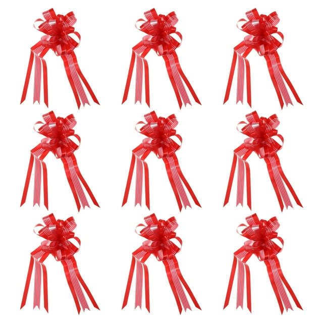 Unique Bargains 7' Christmas Pull Bow Baskets Present Wrapping Bows Large Flower Pull Bows Red 10 Pack