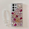 thumbnail image 3 of for Samsung Galaxy S25 Glitter Bling Case, Cute Luxury 3D Sparkle Crown Crystal Rhinestones Diamond Stunning Gems Pearl with Lanyard Wrist Strap Women Girls Phone Case for Galaxy S25,Hot Pink, 3 of 7