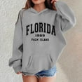 thumbnail image 2 of Telankuip Trendy Hooded Sweatshirts for Teen Girls Florida Graphic Letter Printed Pullover Hoodies Comfort Oversized Long Sleeve Drop Shoulder Casual Loose Sports Tops Grey 11-12 Years, 2 of 4