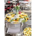 thumbnail image 5 of Outdoor Tablecloth with Umbrella Hole for Patio/Picnic/Party/Camping, Sunflowers Waterproof Table Cloth Round Cover Washable, Yellow Botanical Floral Green Leaf (Dia 60"), 5 of 9