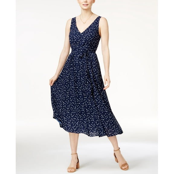 Maison Jules Printed Midi Dress Blu Notte Combo 2XS