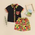 thumbnail image 2 of Okbabeha Toddler Baby Boy African Outfits Clothes Kente Dashiki Ankara Button Down Shirt+Shorts Summer Clothing, 2 of 7