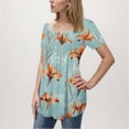 thumbnail image 4 of Aqestyerly Haut à Manches Courtes en Solde, Mode Décontractée pour Femmes Col en V Imprimé Grande Taille Blouse à Manches Courtes pour Tenue Décontractée(m), 4 of 6