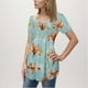 thumbnail image 4 of Camisas de Manga Corta para las Mujeres Casual V-Cuello Imprimir Top, Moda Poliéster/Spandex Blusa de Verano para Diario, 4 of 6