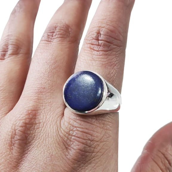 Lapis Lazuli Mans Ring, Natural Afghani Lapis Lazuli, Silver Jewelry, 925 Silver Ring, Birthday Gift, Heavy Mens Ring, Simple Design, Ottoman Style Ring, Christmas, Mens Signet Ring