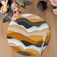thumbnail image 3 of Orange Gray Ombre Round 13 Inch Placemats Set of 6, Modern Geometric Moire Abstract Art HeatResistant Non Slip Place Mats for Dining Table, Wipeable Braided Kitchen Table Mats for Housewarming, 3 of 9