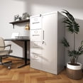 thumbnail image 5 of S-HOME Modern Metal Vertical Filing Cabinet with 4 Drawers, Locking System and Storage for Home and Office Storage, White, 5 of 16