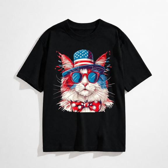 Funny 4th of July Cat GraphicsFunny 4th of July Cat Graphic T-Shirt