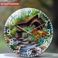 thumbnail image 2 of Round Decorative Clock: Covered Bridge Stream Glass Wall Clock,Creek  Country Decor Wall Clock  for Homes, Bars, Offices, Man Caves, Garages, And Living Rooms .Also Makes A Great Gift. Style 12×12inc, 2 of 8