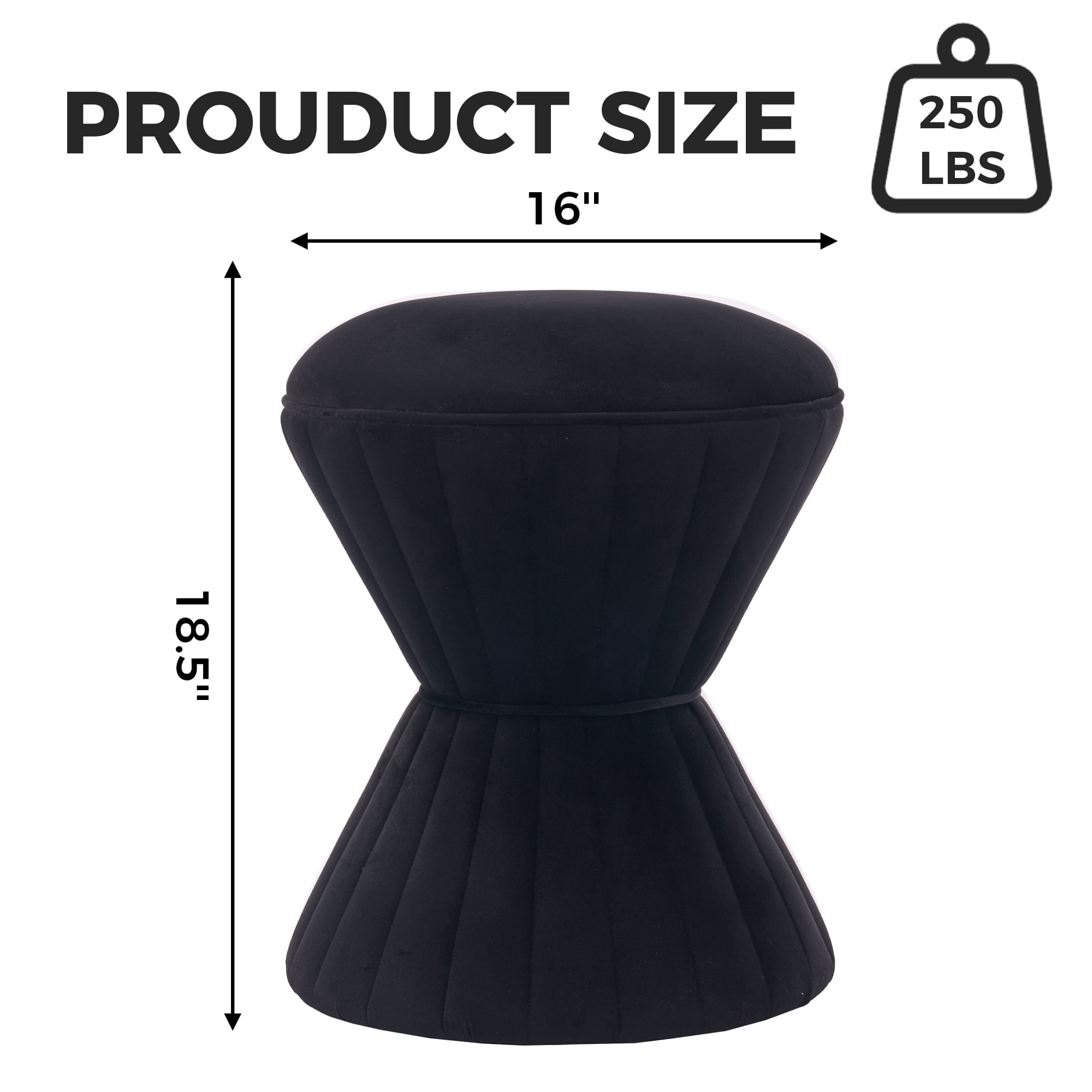 Multifunction Velvet Ottoman, Upholstered Vanity Stool Chair, Sturdy Round Footstool for Makeup, Living Room, Bedroom, Entryway
