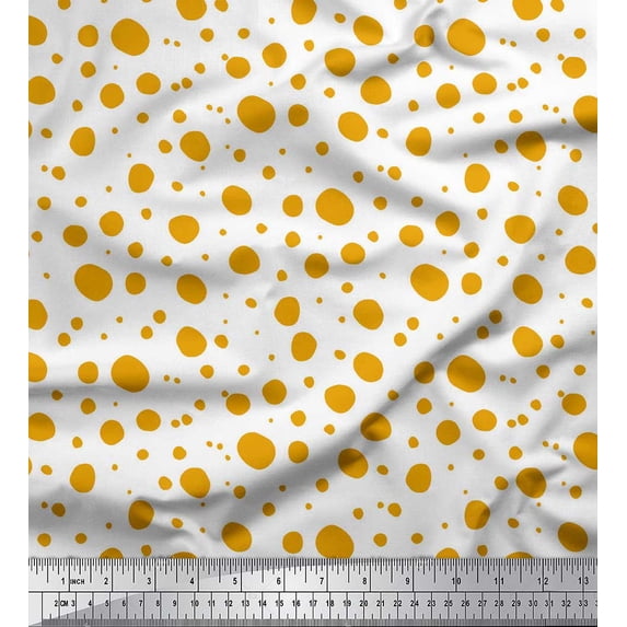Soimoi Gold Cotton Voile Fabric Dots Dots Print Fabric by the Yard 56 Inch Wide