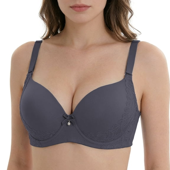 Txenfivo Plus Size Bras for Women Lace Push Up Full Coverage Underwire T-Shirt Bra Lightly Lined Womens Everyday Comfort Bra, 36C-50DDD
