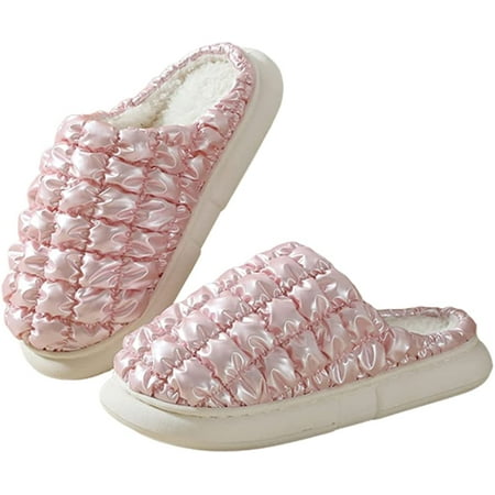 

PIKADINGNIS Women Warm Slippers Cozy Fluffy Plush Fur Memory Foam House Slides Soft Slip On Indoor Otdoor Shoes