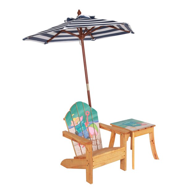 Teamson Kids Sand Pail Outdoor Wood Kids Adirondack Chair With Table Amp Umbrella Walmart Com Walmart Com