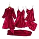 thumbnail image 1 of Conjunto de pijama satinado para mujer, 5 piezas, con paneles de encaje, boda 2024, 1 of 4