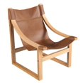 thumbnail image 1 of Lima Natural Top Grain Leather and Solid Wood Sling Chair, 1 of 8