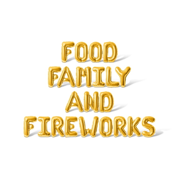 Letter Balloons - FOOD FAMILY AND FIREWORKS 16" Inch Alphabet Letters Foil Mylar Balloon 4th of July Party Banner (Gold)