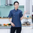 thumbnail image 4 of Chaqueta Vaquera Unisex De Chef, Abrigo, Camisa De Manga Corta, Uniforme De Cocina, Color Negro, 3XL Sunnimix chaqueta de chef de manga corta, 4 of 5