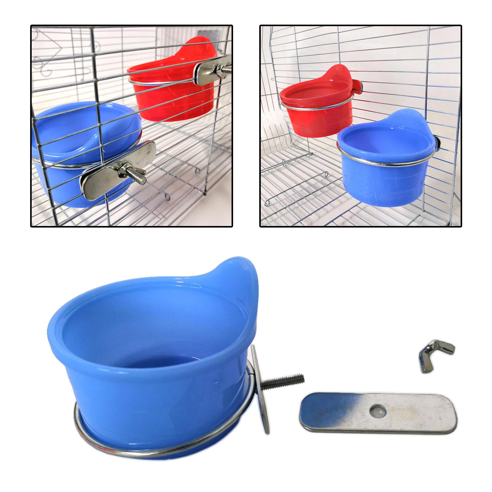 Bird Feeder Bowl Cage Bowls Parrot Feeding Dish Cups for Parakeet Blue