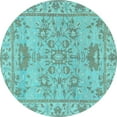 thumbnail image 1 of Ahgly Company Indoor Round Oriental Light Blue Traditional Area Rugs, 8' Round, 1 of 4