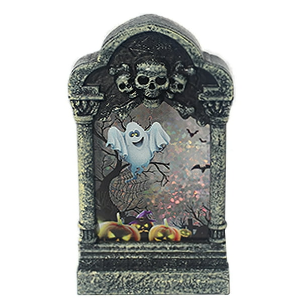 Luz De Lápida De Halloween Lámpara De Lápida De Cabeza De Calavera Multiusos Alimentado Por Batería 7 Luz De Cambio De Color Led Luz De Noche Para La Fiesta Del Festival En Casa Advancent HA026983-03