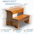 thumbnail image 2 of Wooden Two Step Stool  Heavy Duty 2-step Ladder For Adults & Supports Up To 450lbs Kitchen Bathroom Or Bedside Use (acacia Wood), 2 of 5