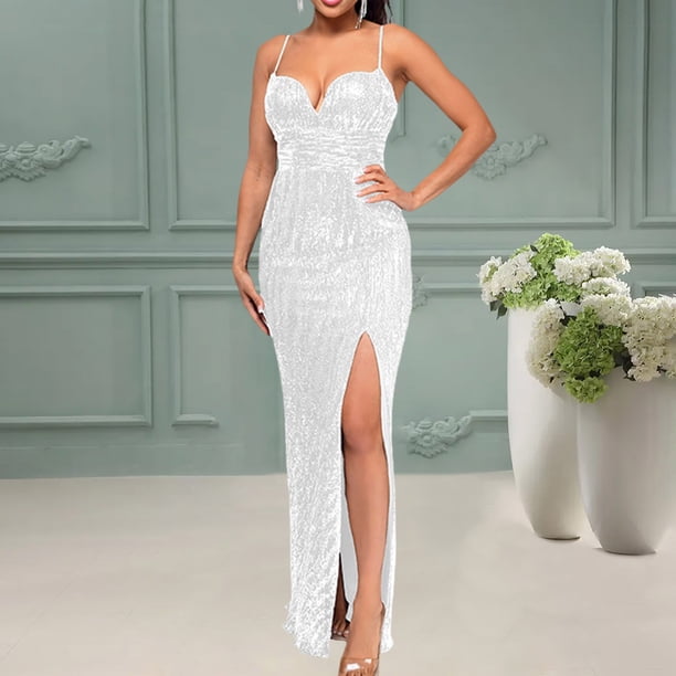 WILLBEST Vestido Casual De Mujer Con Tirantes Finos, Corte Ajustado, Falda Ajustada, Vestido De Lentejuelas