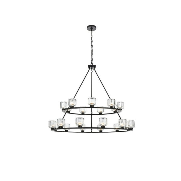 Elegant Lighting Cadence 48 Inch Two-Tier Chandelier In Black