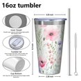 thumbnail image 4 of 16oz Tumblers Pioneer Flower Stainless Steel Vacuum Insulated Double Wall Travel Tumbler Cups Mug with Lid and Straw,Cleaning Brush for Coffee,Tea, 4 of 4