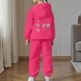 thumbnail image 5 of HUAXUN-Girls Heart Print 2PC Tracksuit Cotton Outfit Sweatshirts Sweatpants Set Youth Girls Pullover Casual Hooded Tops Pants Tracksuits,Matching Fleece Hoodie & Pants Set(A-Hot Pink,6-7 Years), 5 of 6