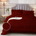 thumbnail image 3 of DNG Creations 1 Piece Vintage Ruffle Pattern Comforter Set Premium Ultra Soft 550 GSM All Season ( King/Cal King Size ) 100% Egyptian Cotton Solid Burgundy Colour, 3 of 8
