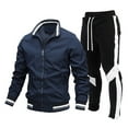thumbnail image 1 of Men's 2024 Casual Contrast Sports Jogging Tracksuit Two Piece Outfit Athletic Sweat Set, 1 of 2