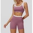 thumbnail image 2 of PISONIC Two Piece Workout Sets for Women Square Neck Sports Bra and Scrunch Butt Lifting Shorts Gym Yoga Active Wear Outfits, 2 of 7