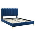 thumbnail image 3 of Modway Reagan Queen Performance Velvet Platform Bed in Navy, 3 of 10