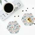 thumbnail image 4 of Lsque Eiffel Tower Pattern 4" Drink Coasters Set of 4, PVC Leather Absorbent Coasters, Table Coaster Set Decorative Coffee Cup Coasters Housewarming Gift -Hexagon, 4 of 6