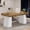 White & Brown, variant on Tribesigns 55 Inches Executive Desk, Mid-Century Modern Home Office Desk with Double Trapezoid Base