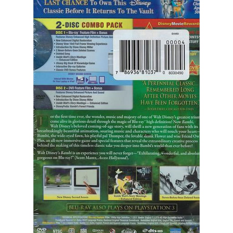 【sabo】DWE Blu-ray Disney's Bambi - Original Animated Movie (Blu-ray + DVD