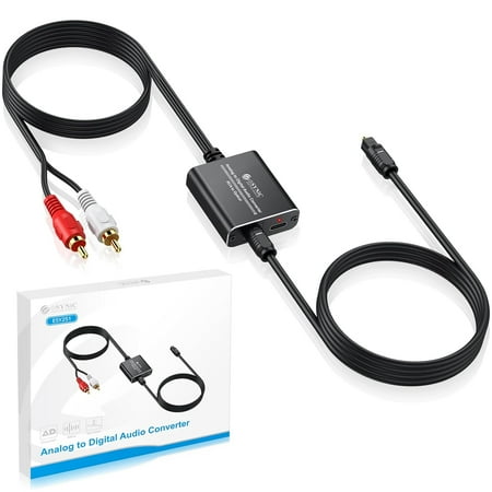 eSynic Professional RCA to Optical Audio Converter Alloy Shell Analog to Digital Audio Converter 2.1M/7ft RCA to Optical Cable PCM Audio RCA in to Optical Out Adapter for CD Player to Soundbar etc