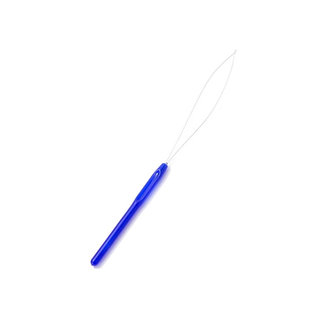 Beads Loop Pulling Professional Tool Plastic-Handle Extension materials, durable to use, Threader Knitting Wig Sewing Repair Blue